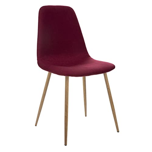 Chaise Roka Rouge Pourpre - Pieds métal Imitation Hêtre - Atmosphera créateur d'intérieur