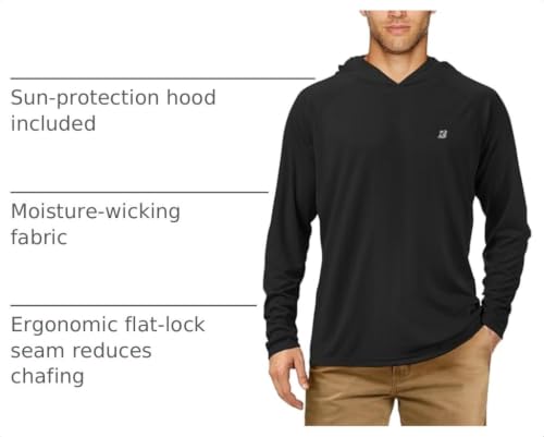 Image of Roadbox Mens Fishing Sun Hoodie, Long Sleeve UPF 50+ UV Protection Shirts