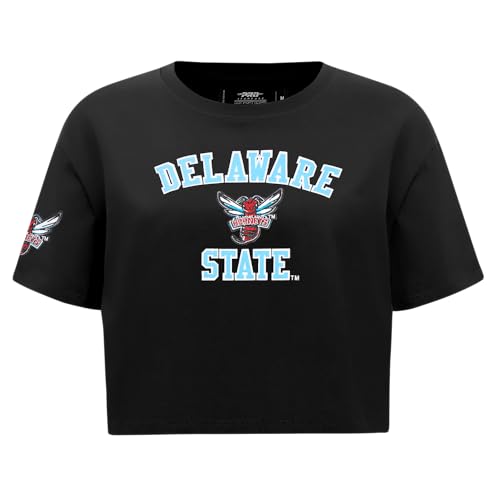 Womens College Delaware State University College Classic Essentials Short Sleeve Boxy Tee Black L