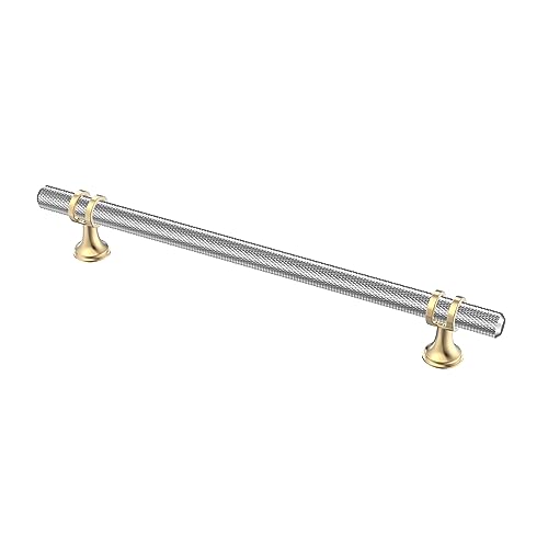 Alzassbg Paquete de 10 tiradores de gabinete de níquel satinado y dorado, 7-1/2 pulgadas (192 mm), accesorios de cocina, manijas de gabinete moleteadas para armarios y cajones, AL3087KGP-BSN