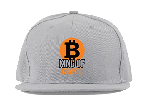 Casquette Bitcoin à visière plate King of Crypto en coton gris taille unique unisexe