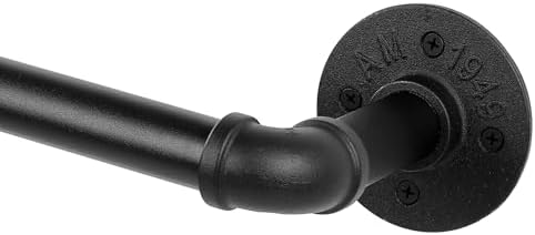 YAJUXIU Curtain Rods for Windows 72-144 Inches - Industrial 1-Inch - Wrap Around Black Design - Indoor/Outdoor Room Divider - Adjustable 30-144 Inches