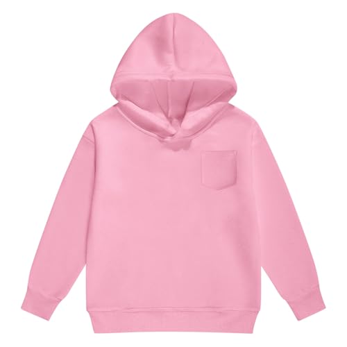Youth Solid Classic Hoodies Soft Hooded Pullover Sweatshirts for Children, Cute Preppy Long Sleeve Active Pullover Tops