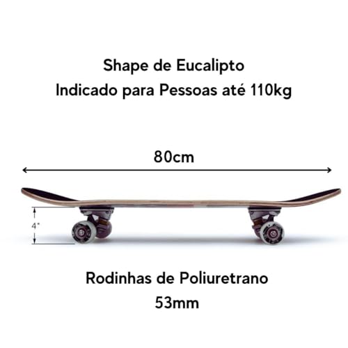 Skate Infantil Juvenil Semi Profissional Madeira Até 70kg