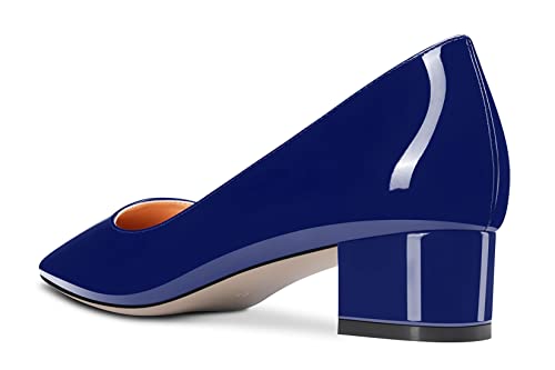 Castamere Women Chunky Block Low Kitten Heel Close Square Toe Pumps Slip-on Cute Dress Office Shoes 1.3 Inches Heels3