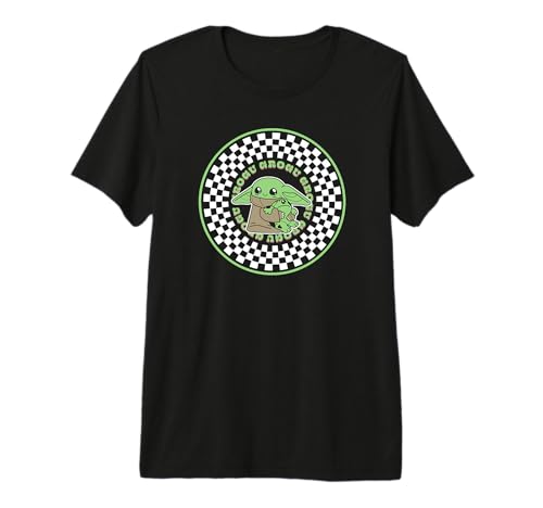 T-shirt Grogu Star Wars Mandalorian noir à col rond avec motif graphique circulaire imprimé
