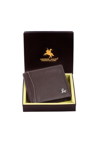 Image of LONDON ALLEY Slavia Brown Leather Wallet for Men, 6 Card Slot | RFID Protected