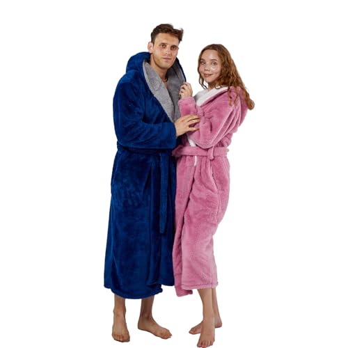 Womens Robe with Hood Super Warm Winter Plush Fleece Soft Bathrobes for Women Full Length3