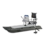 AQUOS Backpack Series 10.2 ft Inflatable Pontoon Boat with Guard Bar, Folding Seat and Haswing Remote 12V 55LBS Electric Trolling Motor for Fishing Aluminum Floor Board