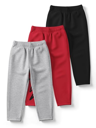 Image of HELLCAT Trendy Solid Cotton Blend Regular Fit Track Pant for Boys - Pack of 3