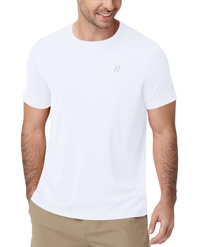 Runhit Mens Swim Shirt Short Sleeve UPF 50+ Sun Protection Rash Guard UV SPF Quick Dry Water Beach T...
