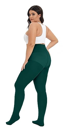 Image of CozyWow Plus Size Tights for Women 80D Soft Solid Color Semi Opaque Pantyhose High Waist 1X 2X 3X 4X