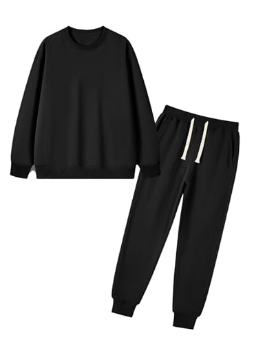 Flygo Boys Girls 2 Piece Tracksuit Athletic Sweatsuits Set Unisex Kids Crewneck Sweatshirt and Jogger Sweatpants with Pockets