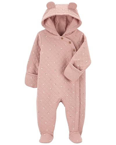 Carter's Baby Girls' Newborn-9M Hooded Quilted Pram Sleep & Play2
