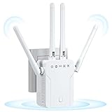 Qoosea WiFi Amplificador Dual Band WiFi Extender Booster Repetidor/Punto de Acceso Inalámbrico 2,4 GHz 300 Mbps WiFi Booster con 2 Puertos Ethernet, 4 Antenas, Función WPS