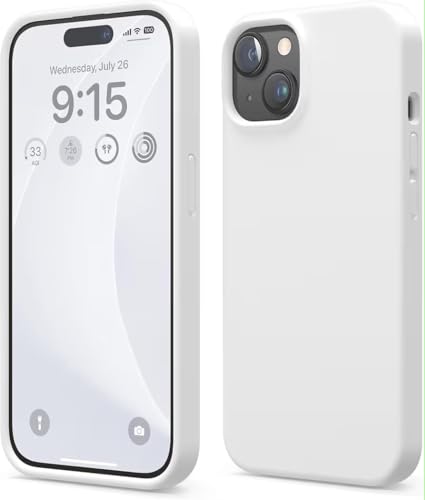 Image of Silicone Case compitable for iPhone 15, Light Blue Protective Cover with Camera Protection Smooth and Soft (White)
