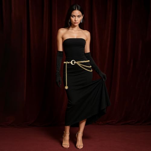 Gold Chain Belt for Women, Metal Waist Chain Link Belts for Dresses, Jumpsuit, Jeans, or Pirate Costume Accessories4