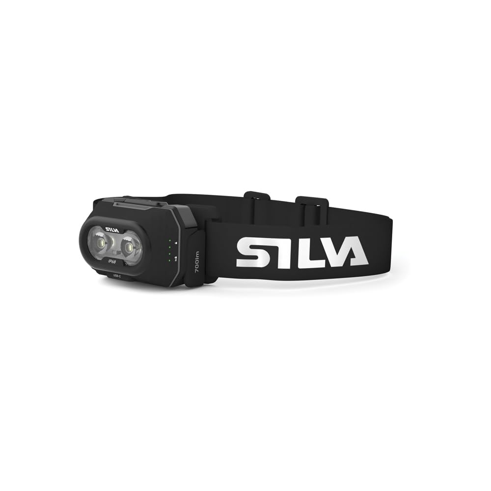 Silva Head Torch Battery Powered - Rechargeable USB-C - Explore 5-700 Lumen Head Lamp - 4 Brightness Levels - White, Red & Orange LEDs - Battery Indicator - Outdoor & Running Head Torch