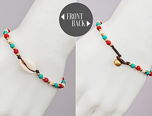 Spunkysoul Handmade Adjustable Bracelet For Women With Bells And Cowrie Shell Made With Natural Stones, Howlite, Wax Rope, And Alloy #TOP3