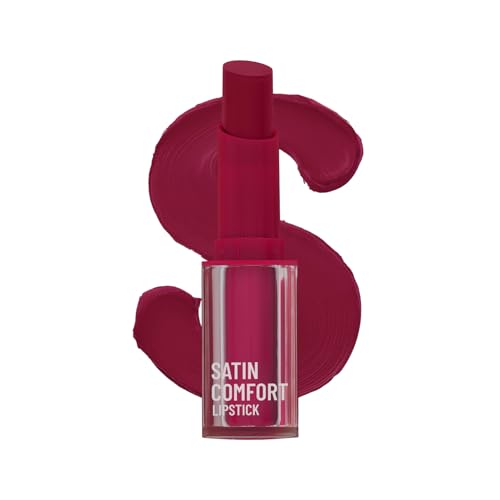 Swiss Beauty Satin Comfort Lipstick | Ultra-Hydrating | Highly Pigmented | Smooth Glide | Satin Matte Finish | One-Swipe Application | Shade- 9 Cherry Blossom, 3gm