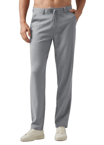 Image of Willit Men's Linen Pants Casual Lightweight Drawstring 29 inch 30 inch 32 inch