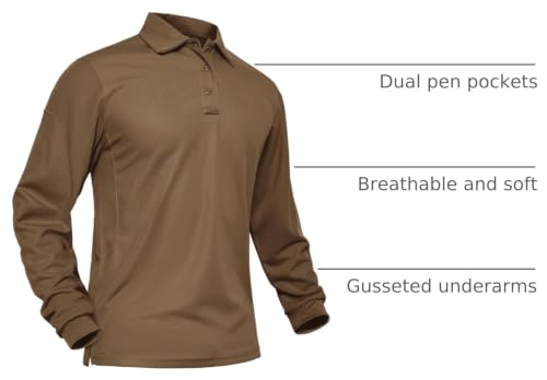 Image of MAGNIVIT Men's Polo Shirts Long Sleeve Quick Dry Performance Shirt Military Tactical Army Combat Polo Shirts