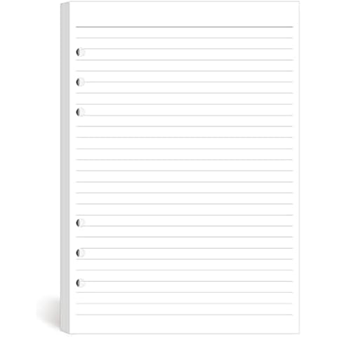 A5 Refill Paper for Filofax Organiser, 100 Sheets, Lined/Ruled Paper for 6 Ring Binder, 14.5x21cm Cover