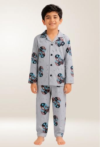 Image of 3BROS Kid's Pure Cotton Full Sleeves Night Suit /Dress for Boys /Girls Full Pajama & Top Sleep Suit Combo Set