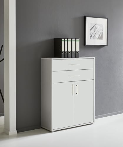 Aktenschrank Büro Arbeitszimmer mit Schubkästen und 2 Türen wählbar aus 11 verschiedenen Farbkombinationen (Lichtgrau - Weiß Matt) Aktenschrank Büro Arbeitszimmer mit Schubkästen und 2 Türen wählbar aus 11 verschiedenen Farbkombinationen (Lichtgrau - Weiß Matt)