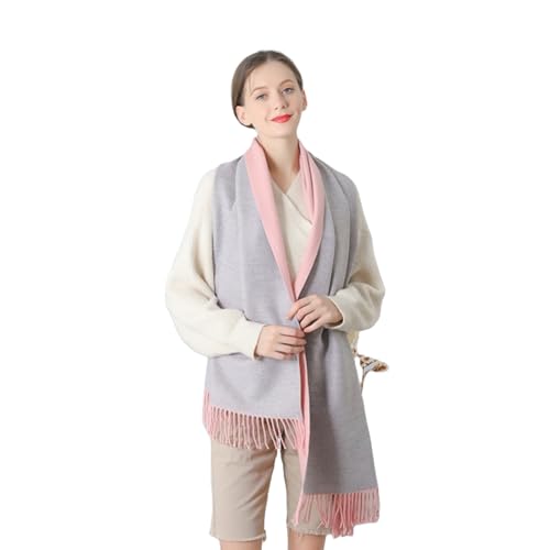 Women Winter Warm Scarf Cashmere Scarf Elegant Contrast Color Tasseled Shawl Long Stoles Oversized Soft Scarves Gifts