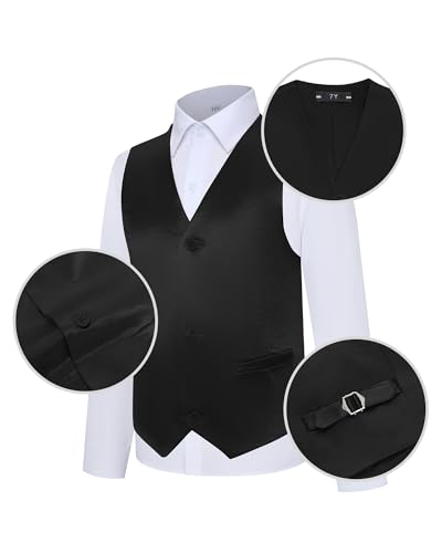 Boys Satin Vest Shiny Kids Dress Vests and Tie Set Wedding Prom Ring Bearer Outfit 3 Piece Boy Waistcoat2