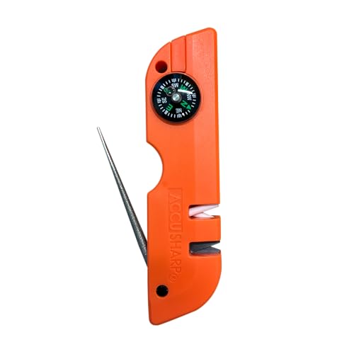 AccuSharp Explorer Outdoor Survival Tool with Built-in Knife & Sharpener, Diamond-Honed Tungsten Carbide Reversible Blades, Fine Ceramic Rods, Compact & Multifunctional