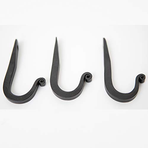 Blacksmith Handmade Wall Mounted Simple Square Profile Wrought Iron Hooks For Kitchen And Bathroom, Hooks For Robes, Towels , Coats, Bags And Cloths - Set Of 3 (3, Black) #TOP7