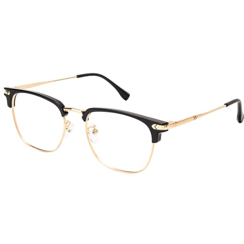 Image of Blue Light Blocking Glasses for Women /Men Anti-Fatigue Computer Monitor Gaming Glasses Prevent Headaches Glasses, Arrow Browline Black /Gold