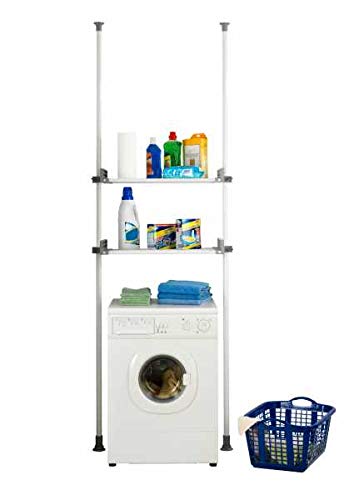 Teleskop-System Herkules Twin, individuell verstellbares Ordnungssystem mit 2 Ablagen, für Waschküche, Abstellraum oder den begehbaren