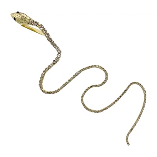 Rhinestone Hair Chains, Shiny Punk Tassel Hair Clips, Snake Shape Sparkle Crystal Adornments Gold Decorative Chain Ponytail Headpieces Nightclub Prom Christmas Party Hair Accessories For Women Girls #TOP14