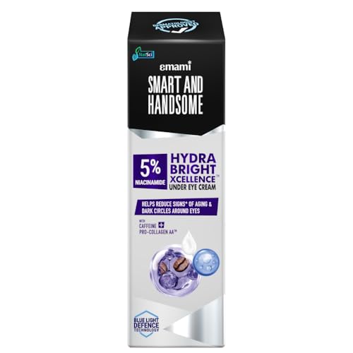 Image of Smart And Handsome 5% Niacinamide Hydrabright Xcellence Under Eye Cream|Caffeine Reduces Dark Circles & Puffiness|Pro-Collagen Aa -Moisturizes Under Eye Skin|Dermatologist Approved| 15g