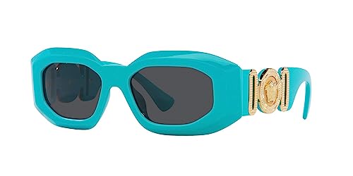 Versace VE 4425U 543987 Azure Nylon Irregular Sunglasses Dark Grey Solid Color Lens