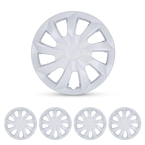 NIXON OFFROAD 17 Inch Hubcaps [Only Fit Iron Hub] Universal Wheel Rim Cover (Set of 4) ABS Hub Caps Replacement for Car Truck SUV (17 Inch, White Lacquer, 5084Style)