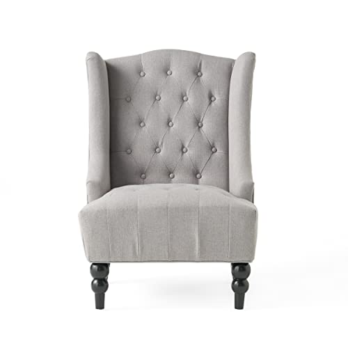 Great Deal Furniture Clarice Tall Wingback Tufted Fabric Accent Chair, Vintage Club Seat For Living Room (Silver) #TOP7
