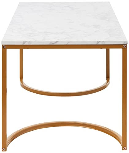 Household Essentials Half-Moon Modern Coffee Table, White Marble #TOP4