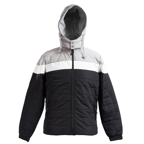 Image of Men's Thermal Jacket Triple Layer Insulated Winter Coat | Water Repellent Windproof Jacket with Detachable Hood | Warm Fleece Lined Travel Outdoor Jacket for Men