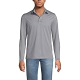 Lands' End Men's Rapid Dry Long Sleeve Modern Fit Polo Large Harbor Gray