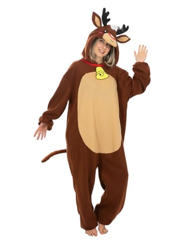 Funidelia Disfraz de Reno para Hombre, Navidad - Traje para Adultos para Fiestas, Carnaval y Halloween - Talla S-M