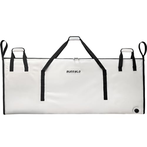Buffalo Gear Fish Cooler Bag 60x24in with YKK Zipper, Insulated Fish Kill Bag,Large Portable Waterproof Fish Bag Keep Ice Cold More Than 24 Hours