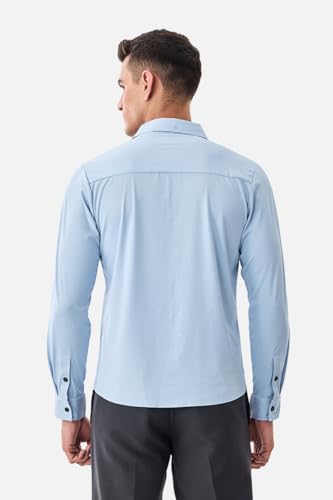 Image of SNITCH Men Casual & Semi-Formal Shirt | Regular Fit Full Sleeve Point Collar Solid Design | Premium Nylon Blend Breathable & Stretchable Fabric for All Day Comfort
