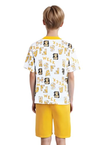 Lightweight Quick-dry Sport Outfit For Kids Boys Moisture-wicking Short Sleeve T-shirt With Shorts For Sports Yellow 9-10 Years2