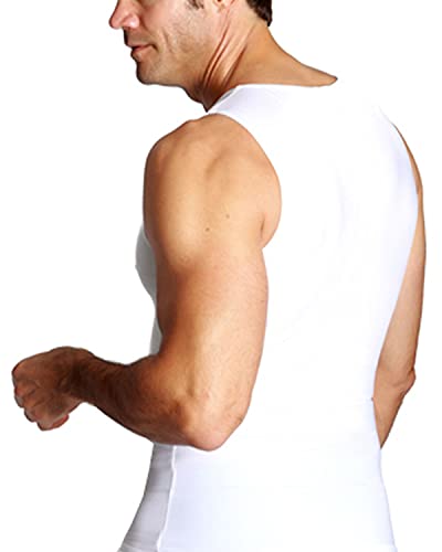 Insta Slim Mens Slimming Compression Muscle Tank Top Body Shaper Abdomen Control Undershirt (White-5Xl) #TOP1