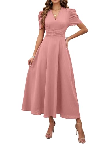 Shasmi Girl's & Women's Solid Color V-Neck A-Line Maxi Dress for ...