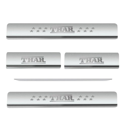Image of AC Door Sill /Foot Step Stainless Steel Scuff Plate Plates Compatible with Mahindra Thar (Set of 2 Pcs)